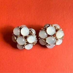 Elegant Gold and White Cluster Earrings